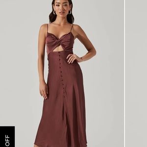 NWT FARIDA SATIN CUTOUT MIDI DRESS
